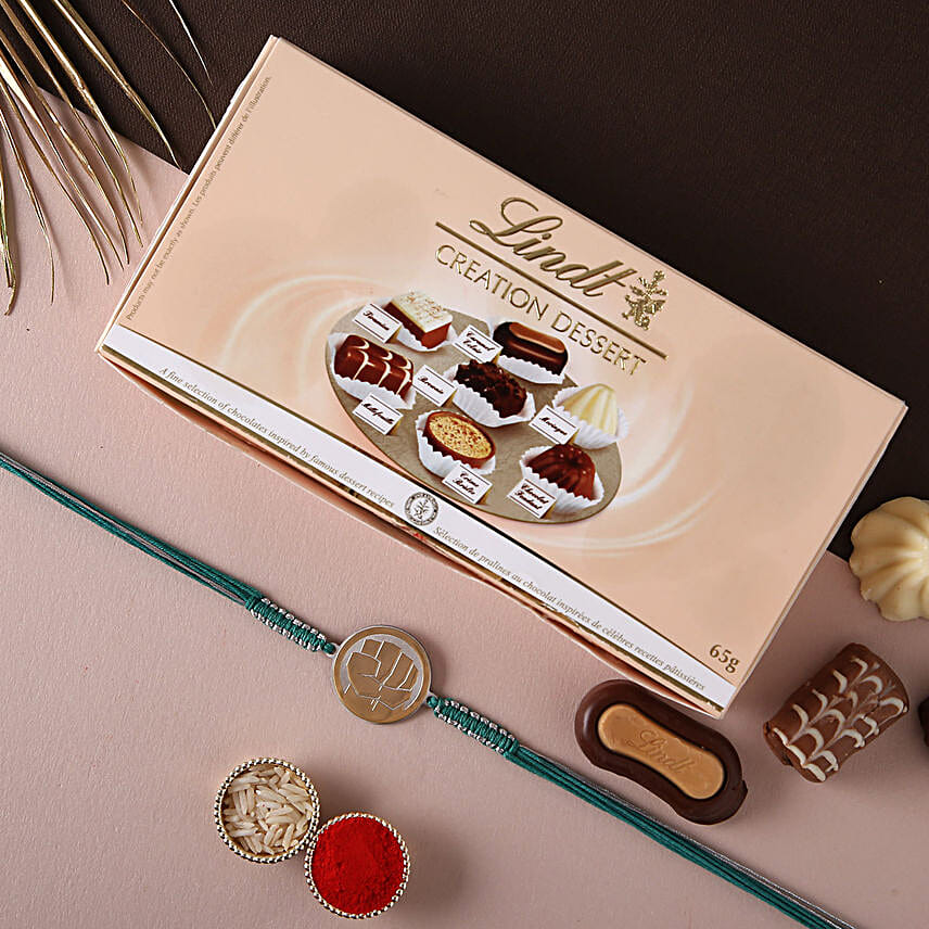 Sneh Kids Designer Rakhi & Lindt Creation Dessert