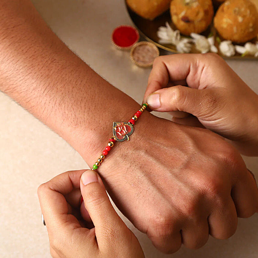 Sneh Om Engraved Rakhi N Lindt Lindor Bar