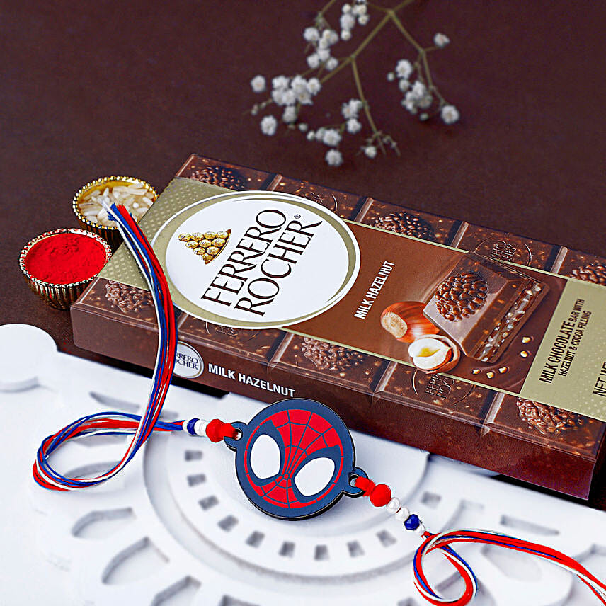Spider Web Rakhi For Kids N Ferrero Bar