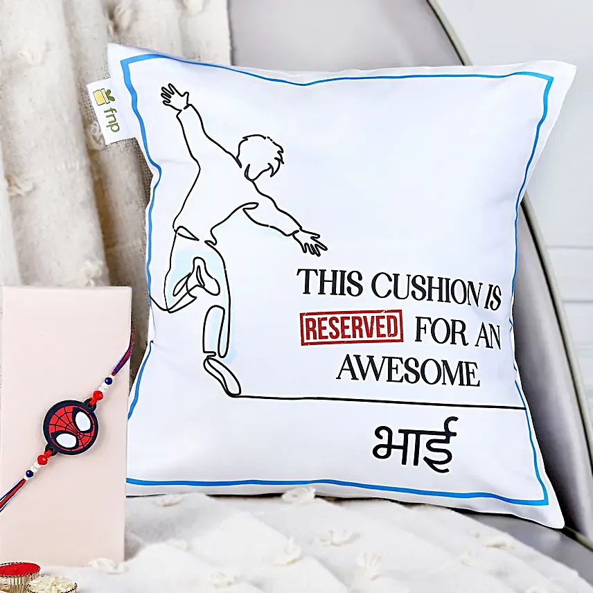 Spiderman Mask Rakhi N Awesome Brother Cushion