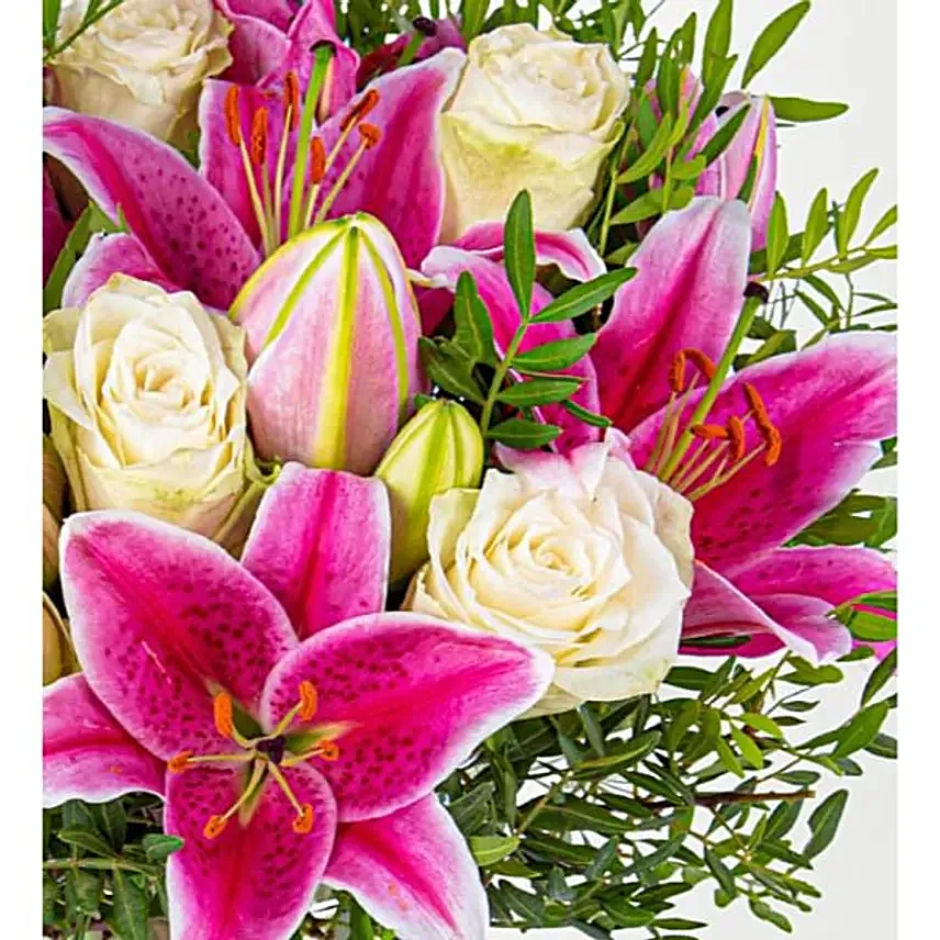 Sweetheart Lily And White Rose Bouquet