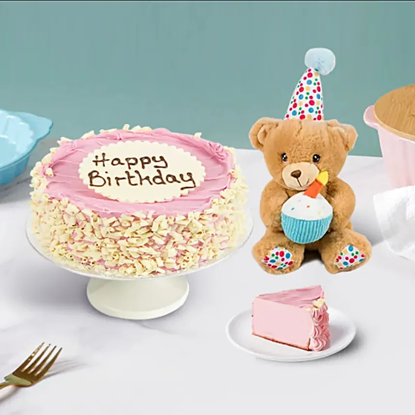 Teddy and Strawberry Cake