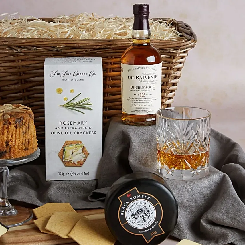 Whiskey And Snacks Gift Basket