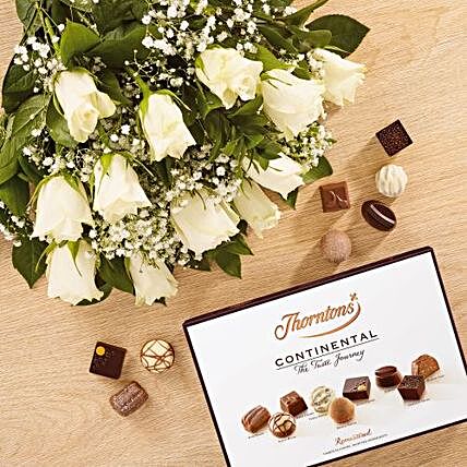 White Love Affair Combo:Send Flower Bouquet to UK