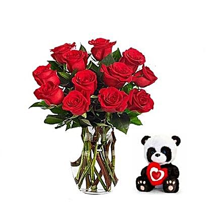 Romantic Gift Hamper:Flowers and Teddy Delivery in UK
