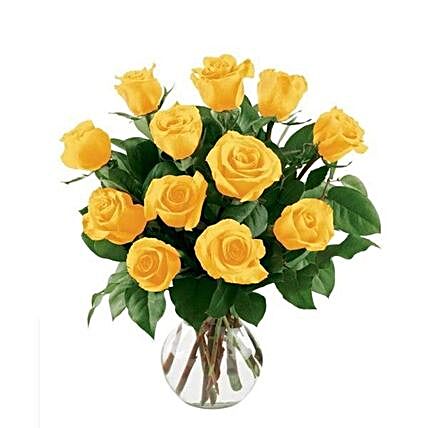 12 Yellow Rose Bouquet:Send Birthday Gifts to UK