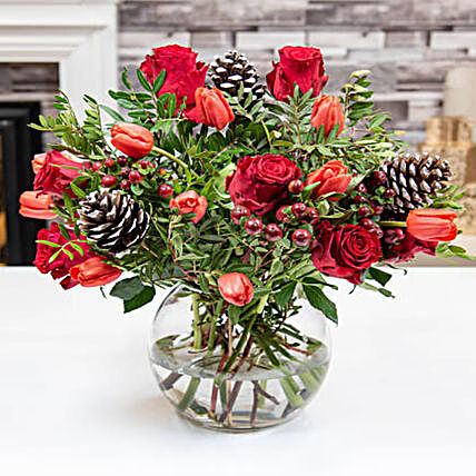 Lovely Carnations And Alstroemeria Vase:Flower Arrangements
