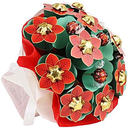 Red Poinsettia Grand Chocolate Bouquet:Send Chocolate to UK