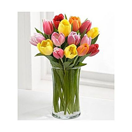 Vibrant Mixed Tulips Bunch:congratulations