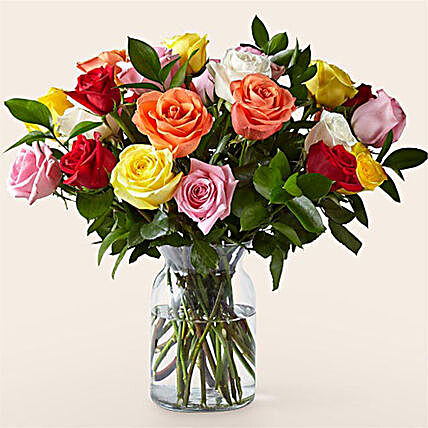 Blooming Mixed Roses Vase