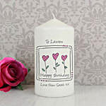 Personalized 3 Hearts Message Candle