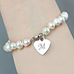 Personalized White Pearl Bracelet