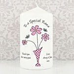 Personalised Flower In Vase Message Candle