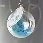 Personalised Blue Feather Bauble