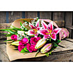 Bunch Of Roses And Lilies