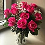 Lovely Red Roses And Gypsophila Arrangement