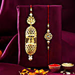 Mughal Lumba Rakhi Set And Kaju Katli With Ferrero Rocher