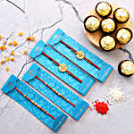 Pearl Mauli Rakhi Set And Bansuri Rakhi With 3 Pcs Ferrero Rocher