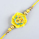 Yellow Flower Pearl Rakhi For Kids
