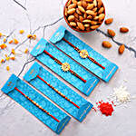 Pearl Mauli Rakhi Set And Bansuri Rakhi With Healthy Almonds
