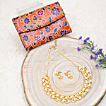 Golden Jewellery Set And 2 Fold Wallet