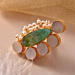 Green Druzy Gold Plated Ring