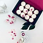 White French Macarons With Mini Flowers 12 Pcs
