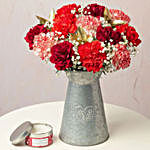 Carnations And Scented Candle Combo