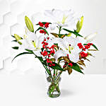 Serene Red And White Flowers Bouquet