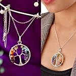 Dazzling Gems Stones Tree Of Life Pendant And Chain Set