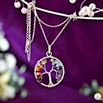Dazzling Gems Stones Tree Of Life Pendant And Chain Set