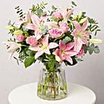 Blushing Lilies And Roses