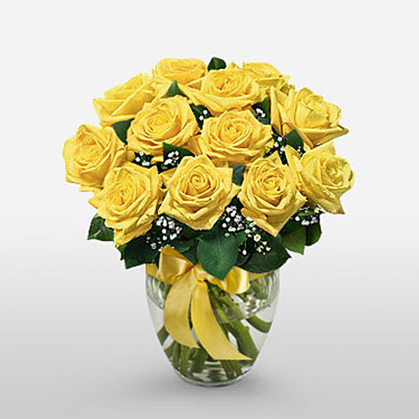 12 Long Stem Yellow Roses