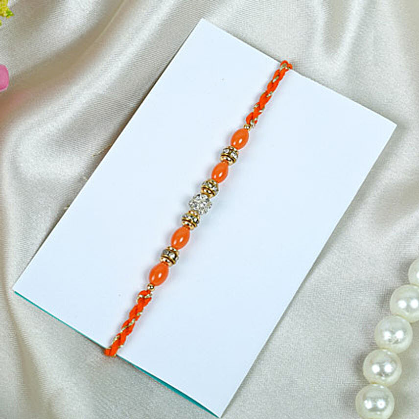 Orange beads Rakhi