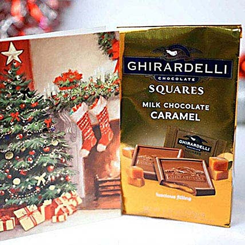 Ghirardelli Milk Caramel Chocolate Squares N Christmas Card