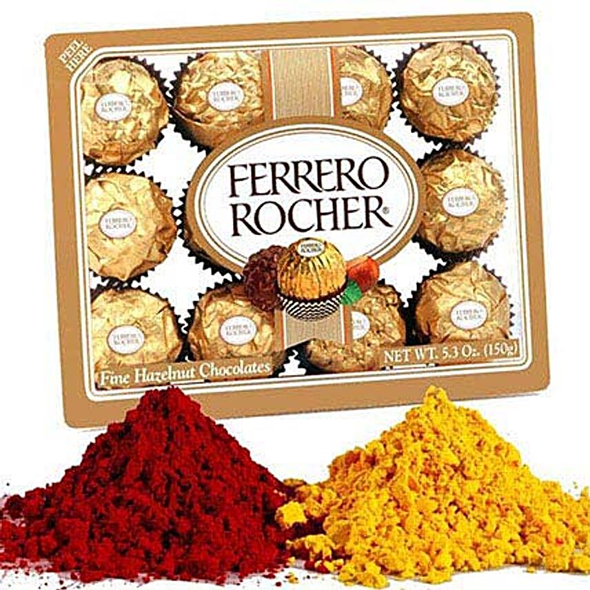 12 Pc Ferrero Rocher with Holi Gulal
