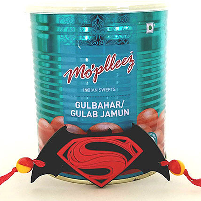 Superman Rakhi With Gulab Jamun