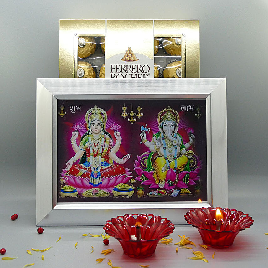 Diyas With Divine Frame For Diwali