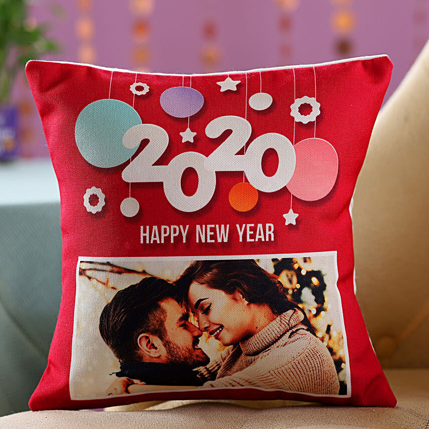 Personalised New Year Greetings Cushion For Couple