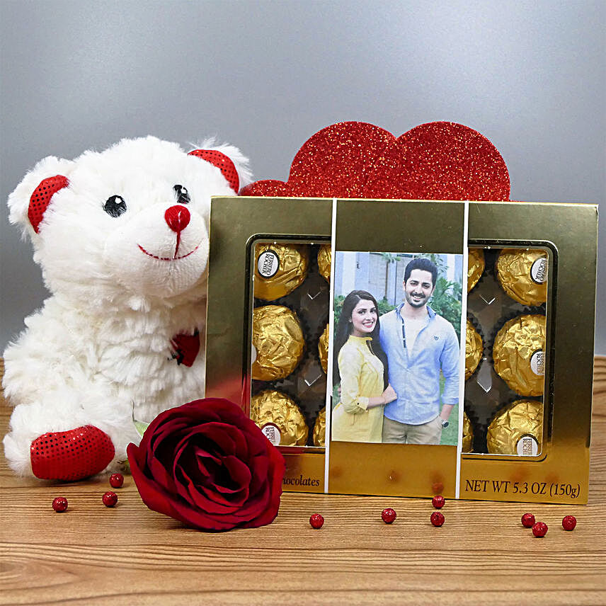 Personalized Chocolates Box With Teddy:Send Soft Toys to USA
