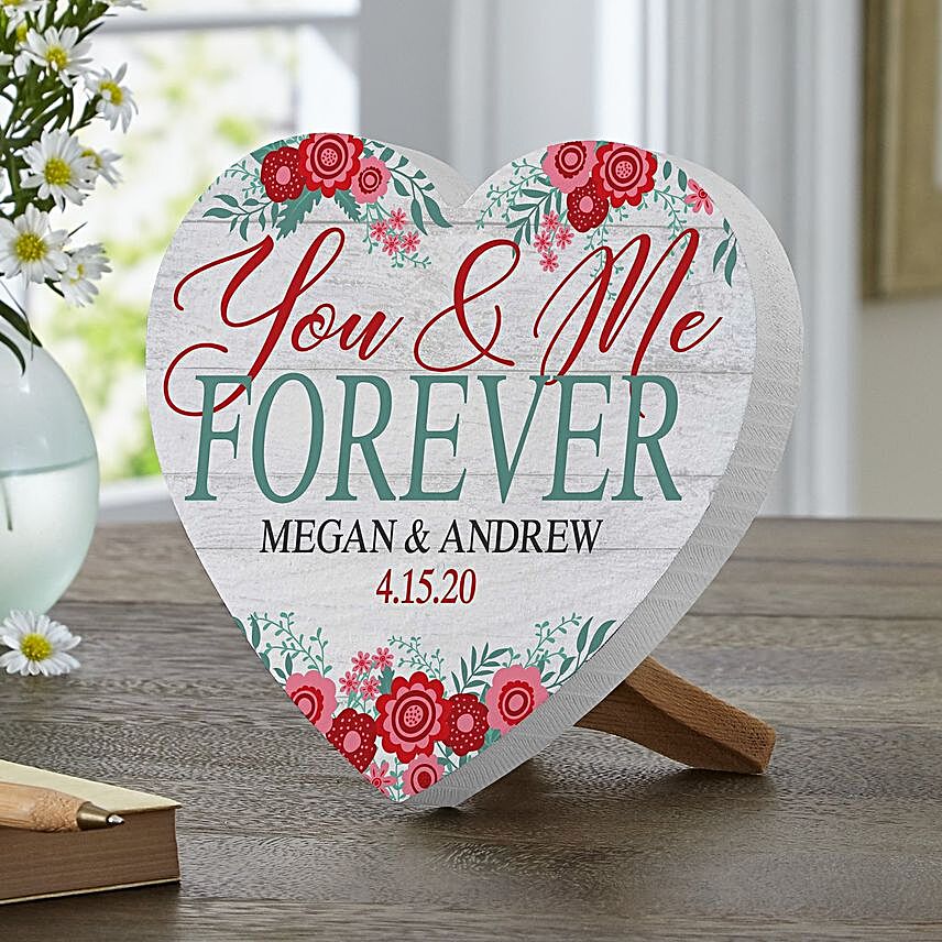Personalised You And Me Forever Wood Heart