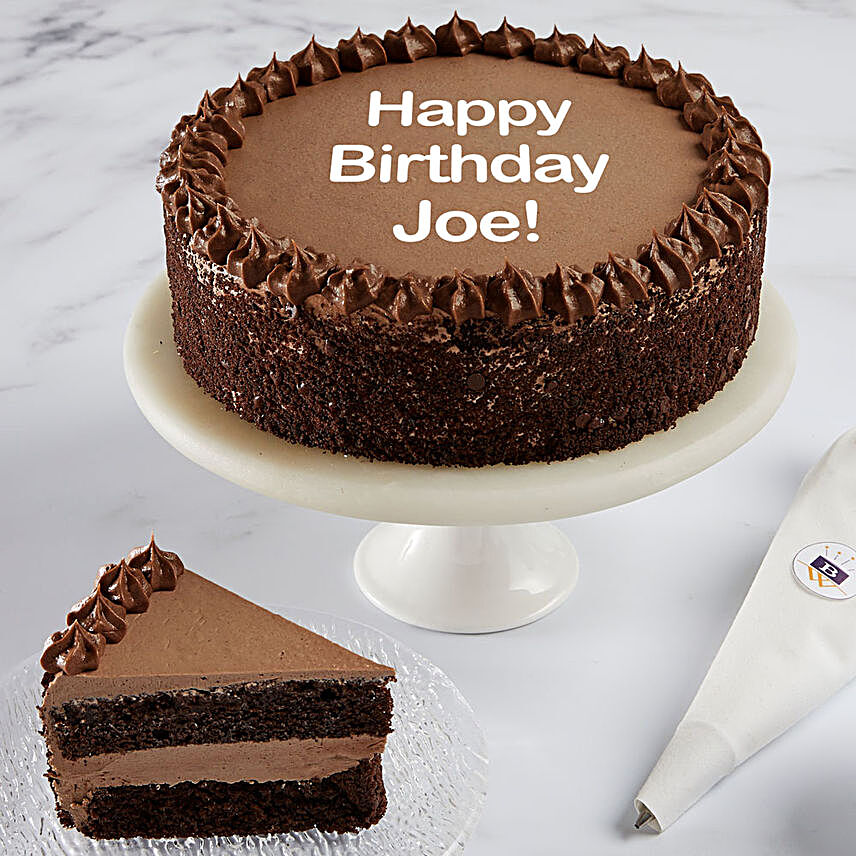 Personalized Double Chocolate Cake Happy Birthday