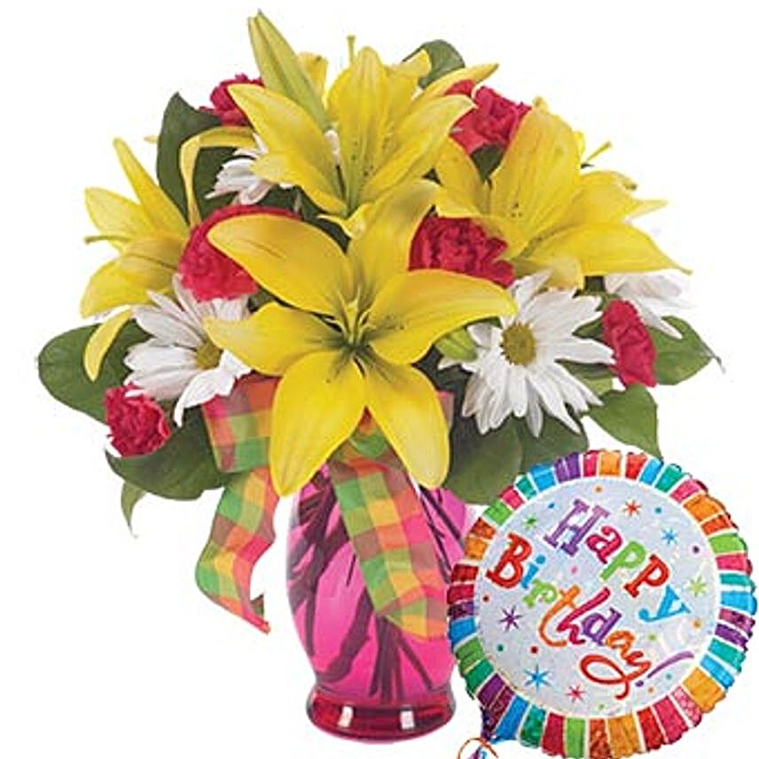 Bright Birthday Surprise Flower Vase