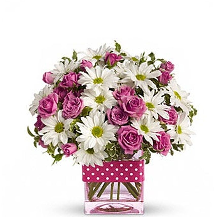 Pink White Flower Theme Vase