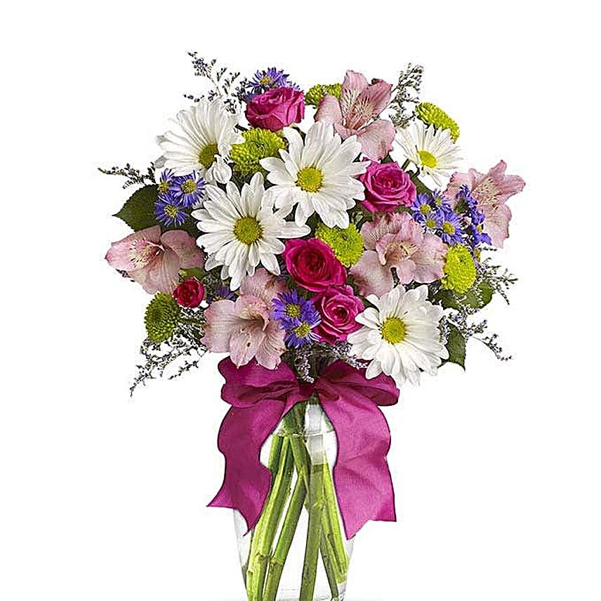 Pretty Flower Vase:Birthday Bouquet to USA