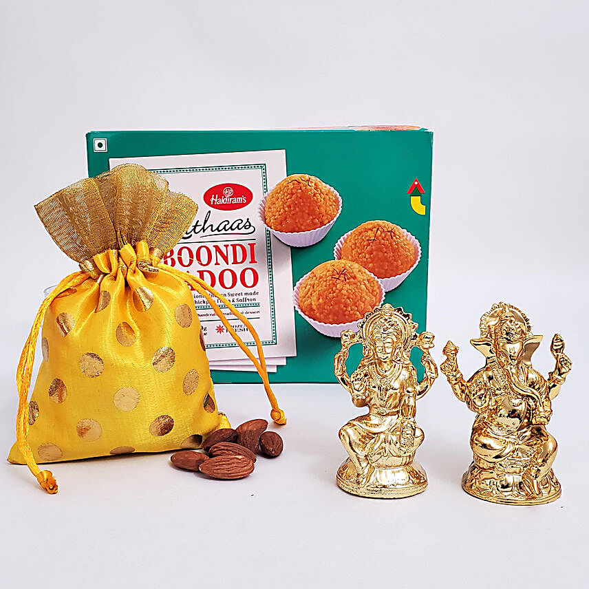 Boondi Laddu With Lakshmi Ganesha Idols