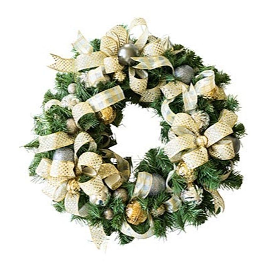 Silver And Golden Christmas Floral Wreath