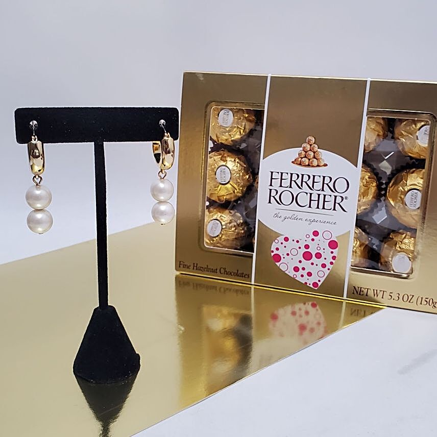 Beautiful Earrings And Chocolate Gift Set