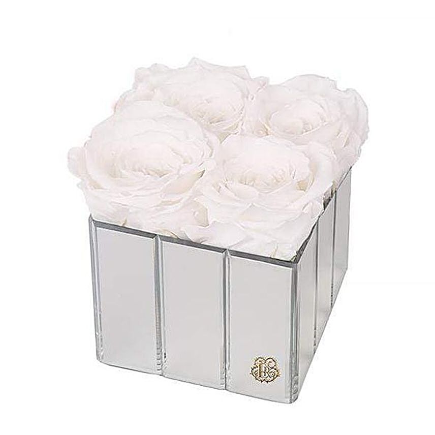 White Eternal Roses In White Box