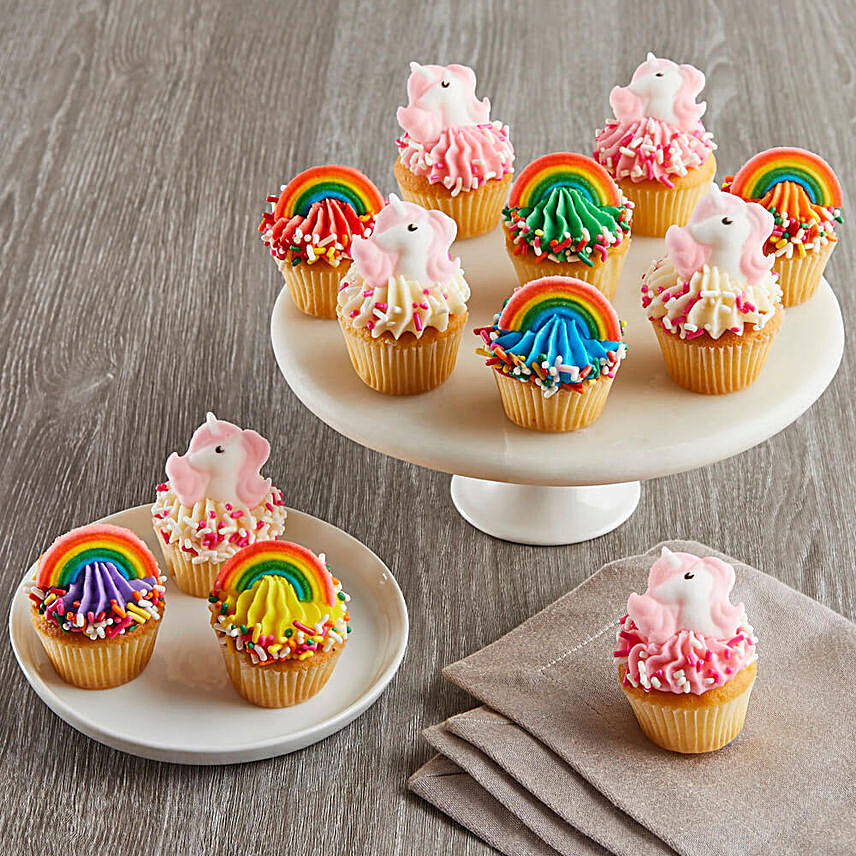 CRUMBS Mini Rainbows and Unicorns Cupcakes